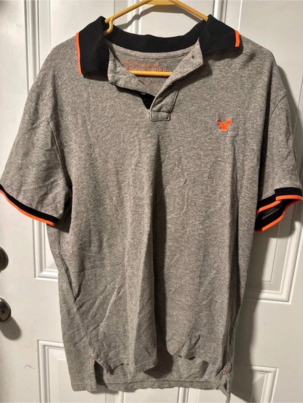 American Eagle Outfitters Men's Gray Polo Size Large
